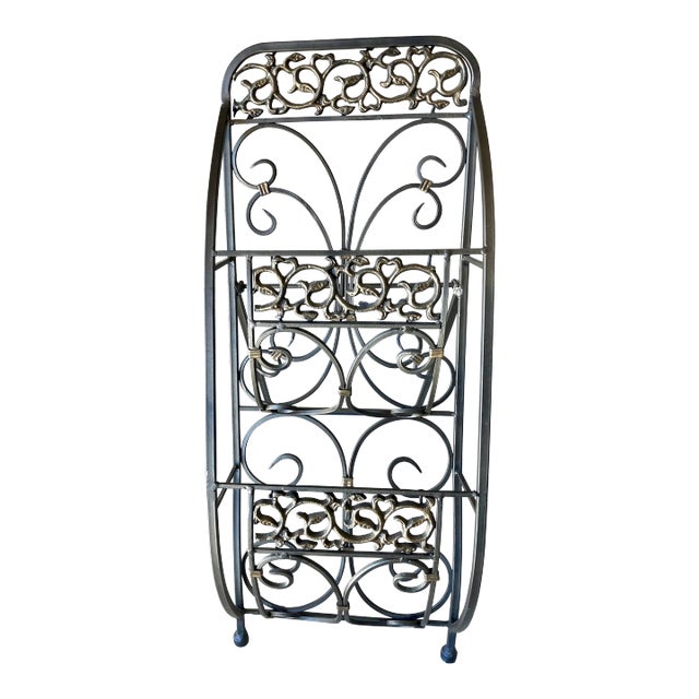Late 20thCentury Spanish RevivalInspired Steel & Cast Iron Easel Back Floor Media Stand Chairish