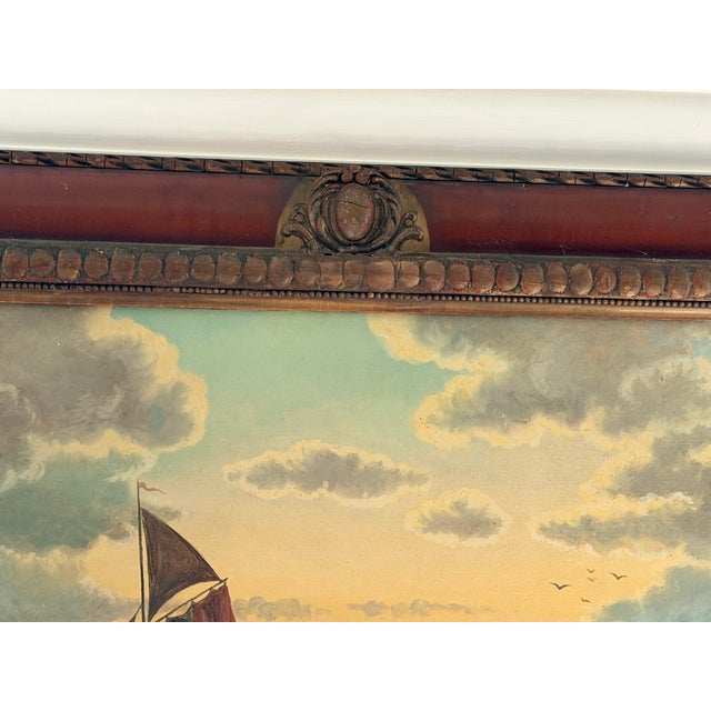 Large antique maritime oil on canvas, signed “A. Newbury” and dated 1920. The atmospheric coastal scene depicts...