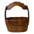 Vintage Chinese Rustic Brown Oval With Handle Wood Bucket For Sale