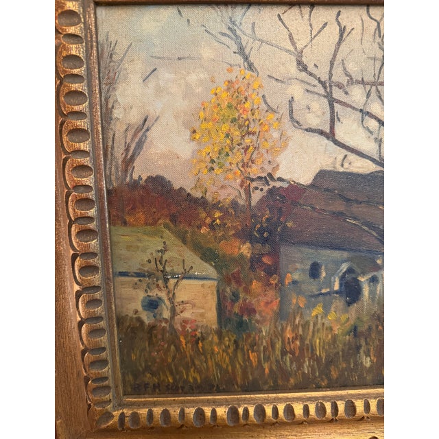 1952 Original Oil Painting Pocono Mountains Landscape: The Eric Danisch Estate Barn, Scotrun Pa For Sale - Image 10 of 16