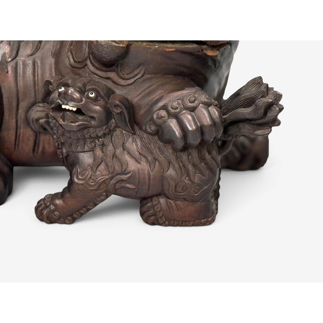 Chinese Export, Opposing Foo Dogs, Solid Teakwood, Glass, China, 19th C. For Sale - Image 10 of 18