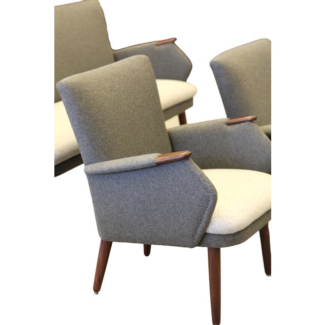 Danish Sofa and Armchairs in Gray Wool Fabric, 1960s, Set of 3 For Sale - Image 9 of 18
