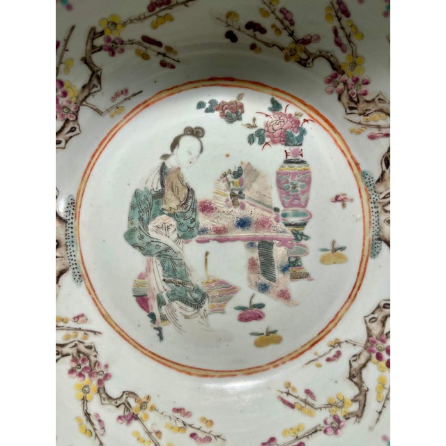 Circa 1915-1920 Early Republic Chinese Kanghxi Style Big Porcelain Bowl 13.5"d For Sale - Image 4 of 14