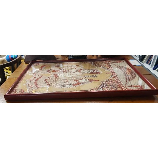 Mid 20th Century Framed Indian Hindu Krishna and Radha Tapestry Art For Sale In New Orleans - Image 6 of 8