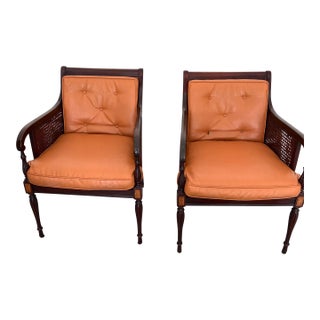 1950s Pair of Caned Lounge Chairs For Sale