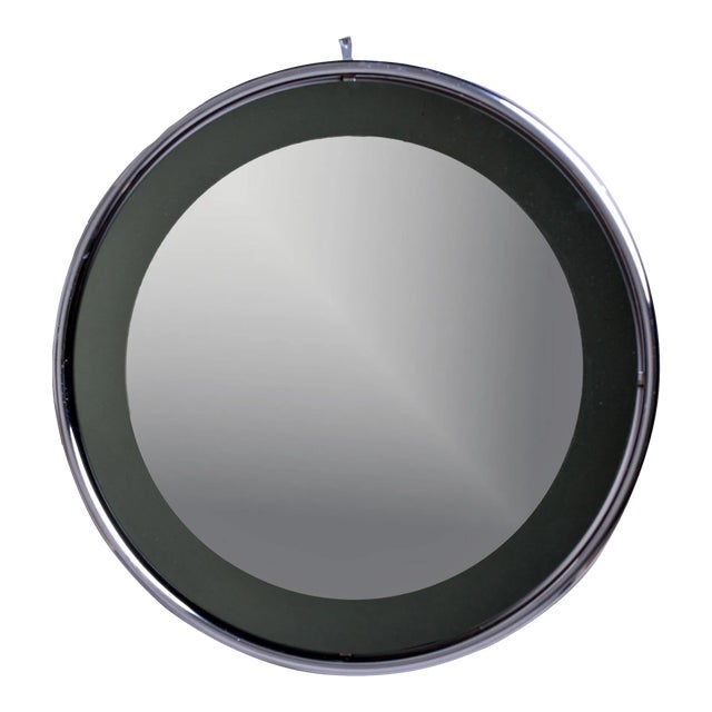 Cristal Arte Mid Century Round Mirror With Floating Style Chrome Frame For Sale