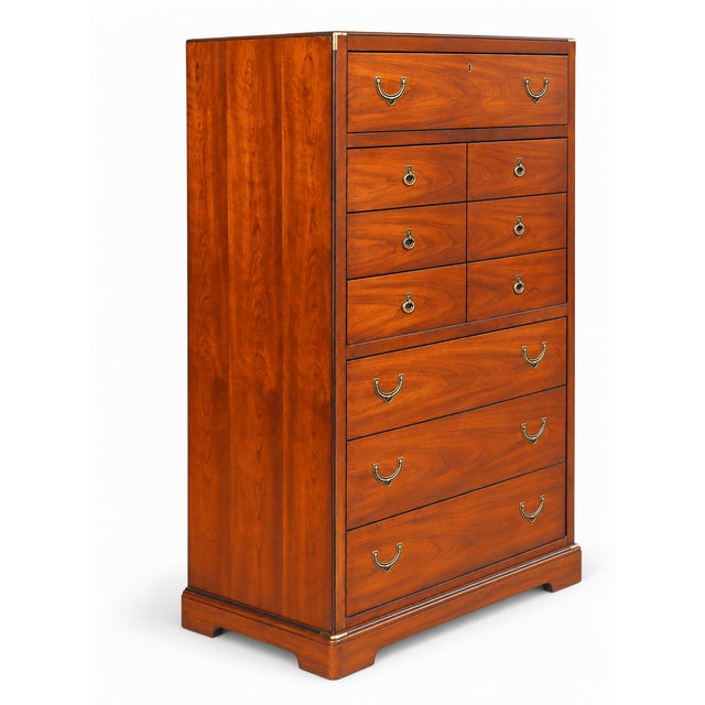 1970s National Mt. Airy Campaign-Style Tall Chest With Brass Hardware For Sale - Image 11 of 14