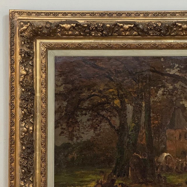 Dark Green 19th Century Belgian Landscape 'Autumn Village' by Victor De Buck (1855-1914) For Sale - Image 8 of 17