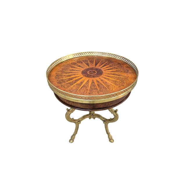 Wood Vintage French Louis XVI Style Marquetry Gueridon Side Table For Sale - Image 7 of 7