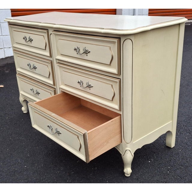 Mid 20th Century French Provincial Style Cream Painted and Partial Gilt Double Dresser For Sale - Image 14 of 15
