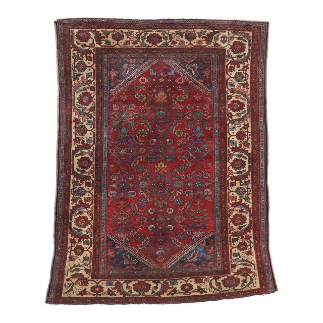 Antique Persian Lilihan Rug - 04'09 X 06'05 For Sale
