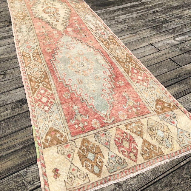 Hand-Knotted Turkish Runner Rug | 4x11 For Sale - Image 4 of 7
