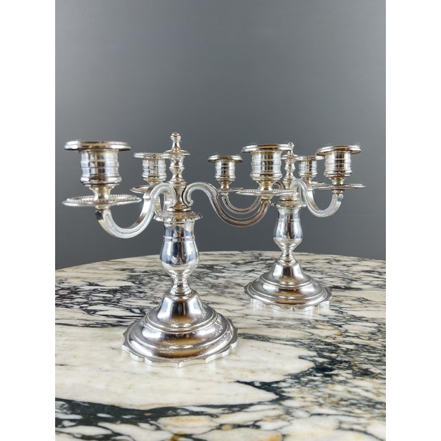 Metal Silver-Plated Metal Candelabra, 1900s For Sale - Image 7 of 10