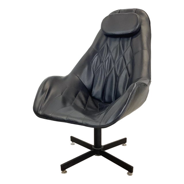 Vintage Modern Highback Swivel Lounge Chair For Sale