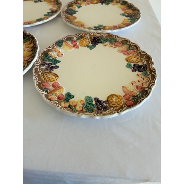 Vintage Lefton Majolica Style Fruit Border Plates - Set of 6 For Sale In Oklahoma City - Image 6 of 12