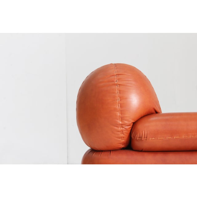 Vintage Italian Sapporo Armchair in Cognac Leather from Mobil Girgi, 1970s For Sale - Image 4 of 9