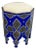 Boho Chic Moroccan Blue & Filigree Silver Design With White Leather Top Stool For Sale