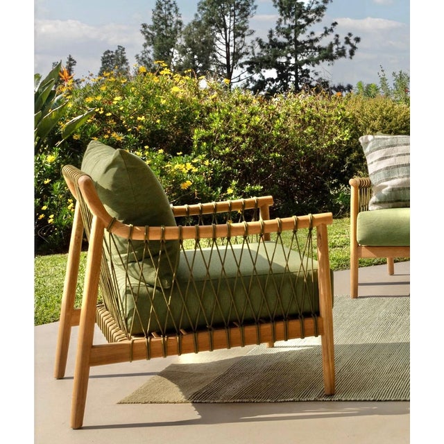 Wood Outdoor Teak & Fern Green Arm Chair For Sale - Image 7 of 7