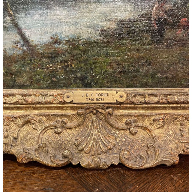 French 19th Century French Landscape Painting Signed Corot in Original Giltwood Frame For Sale - Image 3 of 18