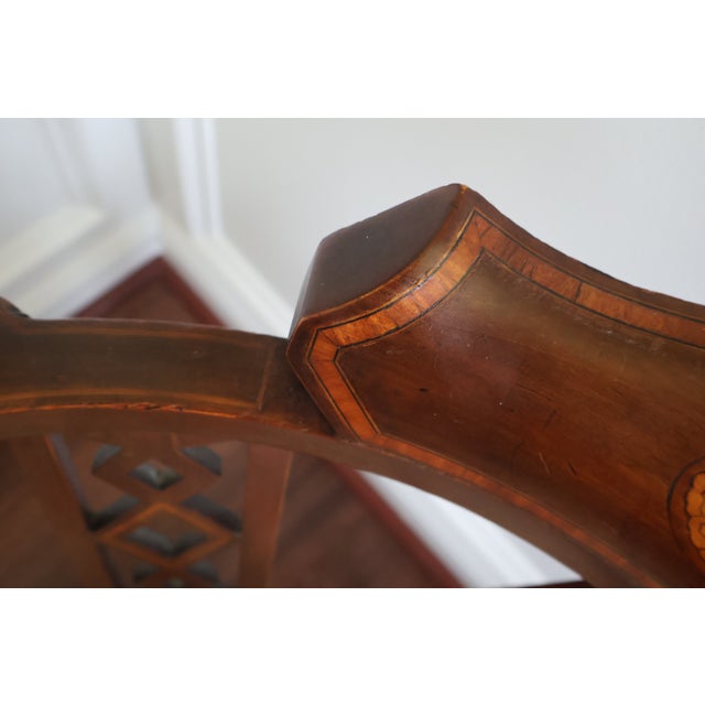 Brown Antique Edwardian Sheraton Revival Inlaid Mahogany Corner Chair, Circa 1900 For Sale - Image 8 of 18