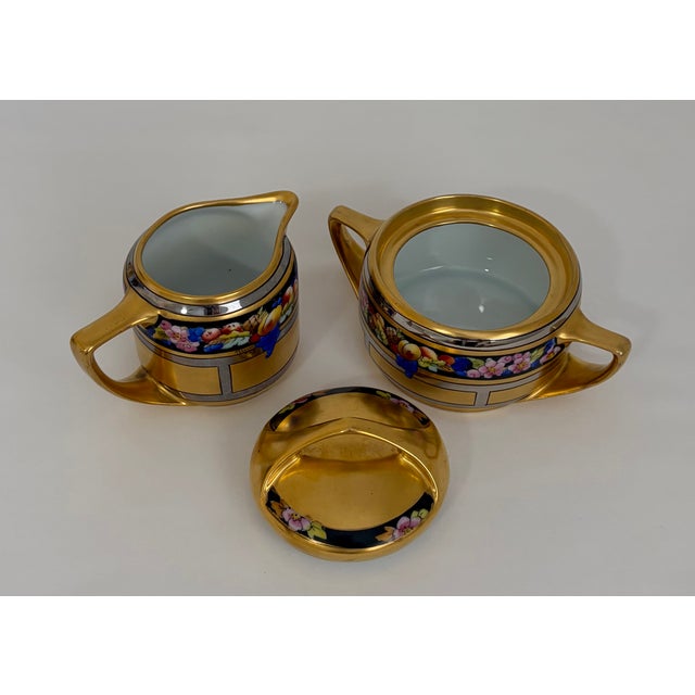 Pickard Gold Porcelain Tea Service Combined With Rean-Signed Creamer and Sugar - 10 PCS For Sale - Image 10 of 12