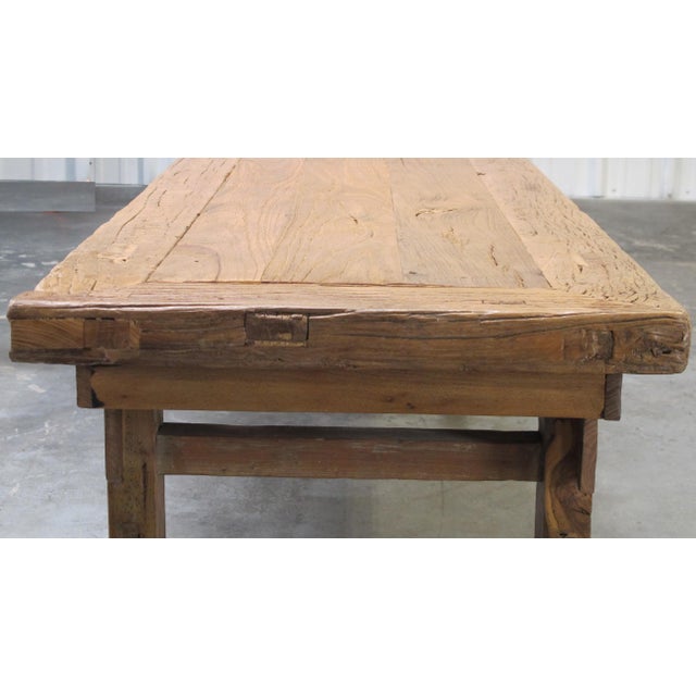 Wood 78" Inch Long Elm Bench For Sale - Image 7 of 8