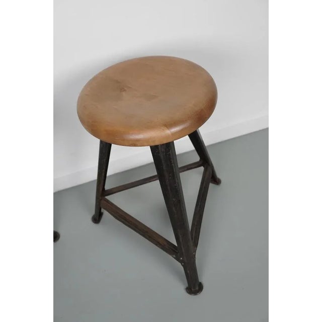 This pair of stools were designed by Robert Wagner and made by Rowac in the 1930s. They feature a steel frame, a wooden...