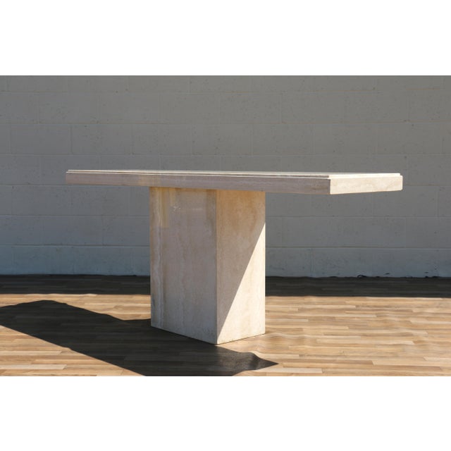 1980s Italian Postmodern Travertine Console Table by Stone International | Made in Italy For Sale - Image 9 of 18