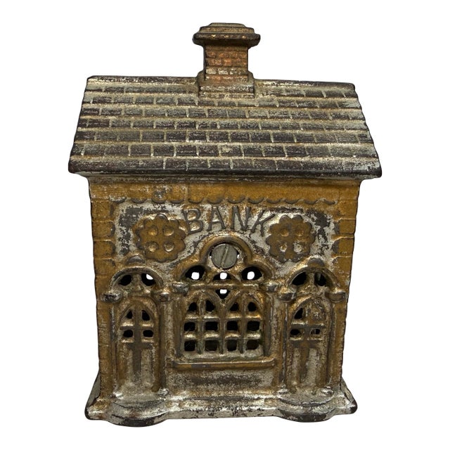 Antique 1910 Ac Williams Cast Iron Double Door Savings Bank Building Still Bank For Sale