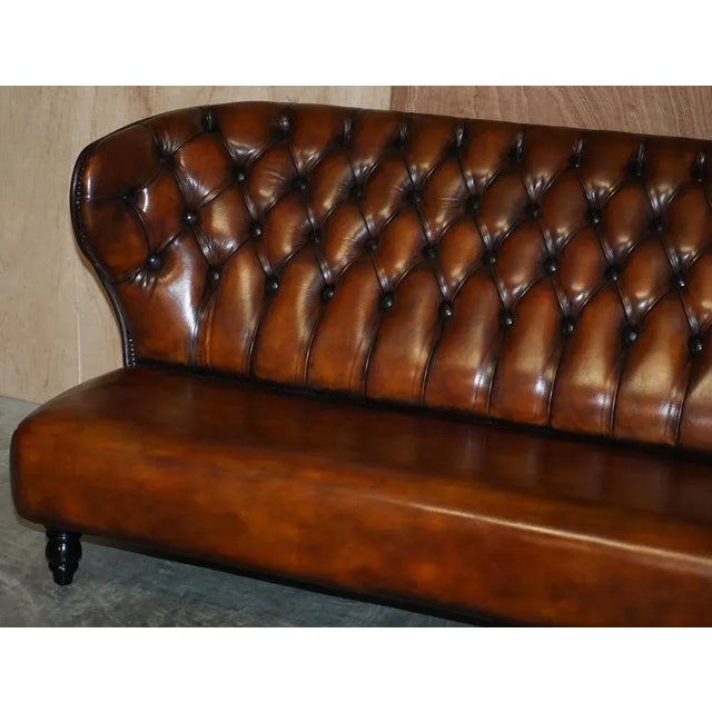 Hand Dyed Brown Leather Chesterfield Sofa For Sale - Image 3 of 15