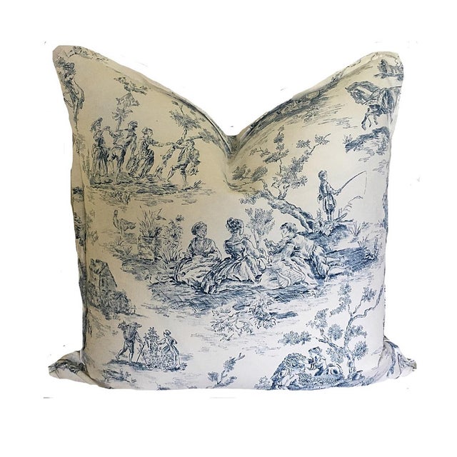 Cottage Vintage Blue And White Toile Pillows A Pair Chairish