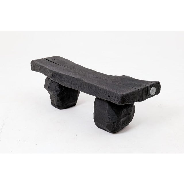 Black Wood Bench by Logniture For Sale - Image 8 of 14