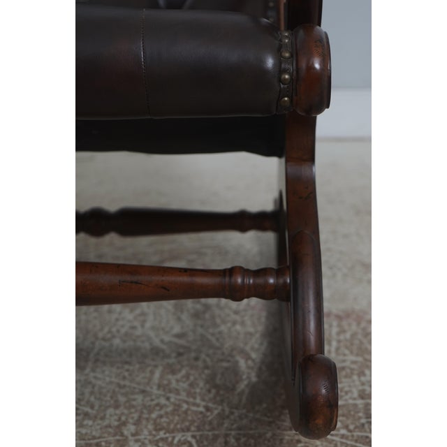 Brown Tufted Leather Rocking Chair For Sale - Image 14 of 18