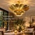 Handmade Brass Flower Ceiling Light, 3 Tier Hammered Floral Chandelier, Art Deco Lotus Semi Flush Mount, Luxury Brass Ceiling Fixture 28 Inches For Sale - Image 14 of 15