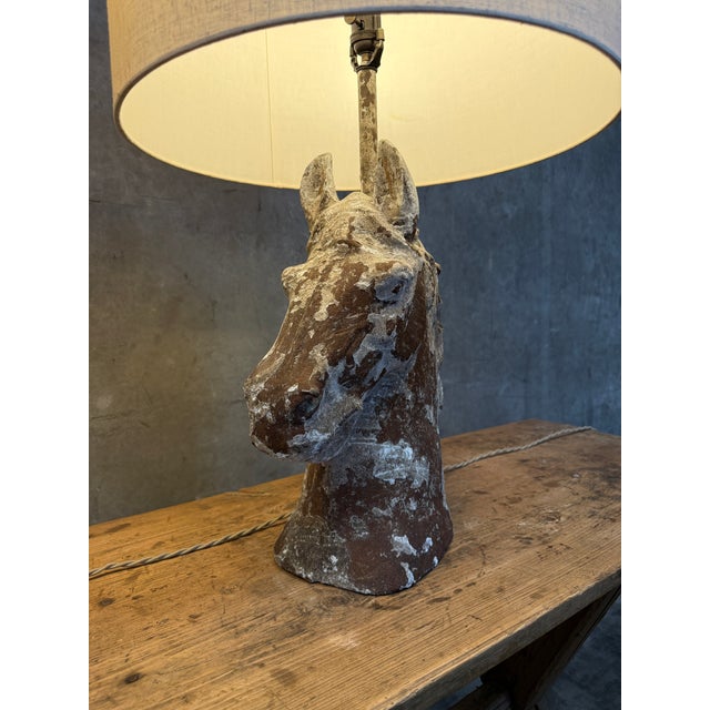 1970s 1970s Horse Head Table Lamps Metal Sculpture Rustic Equestrian Weathered - a Pair For Sale - Image 5 of 9