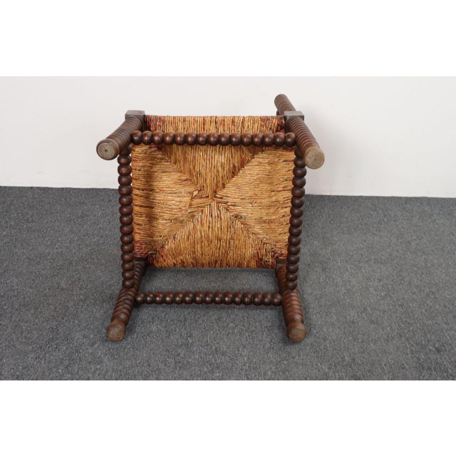 Diminutive Antique French 19th Century Bobbin Corner Chair With Rush Seat For Sale - Image 9 of 18