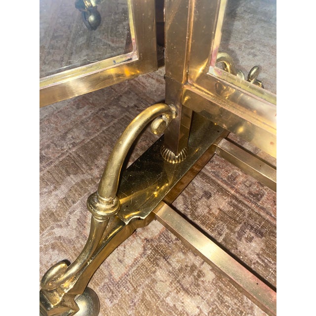 Large Brass Tri Fold Floor Mirror For Sale In Philadelphia - Image 6 of 8