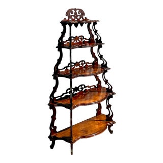 Vintage Victorian 5 Tier Carved Etagere For Sale
