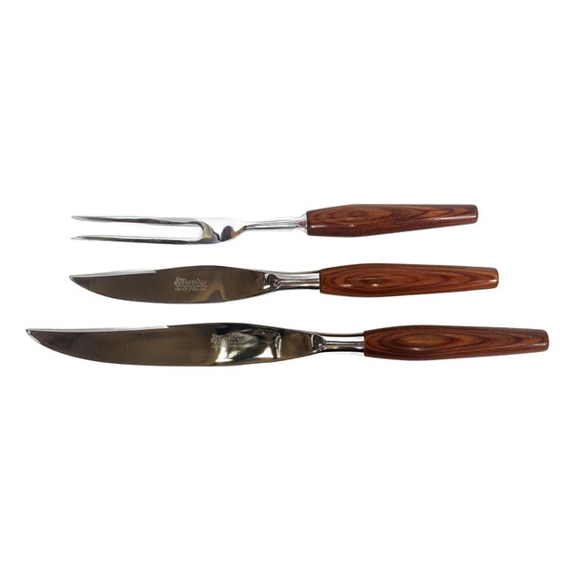 Vintage Deeredge Carving/Cutlery Set Origin: Sheffield, England Manufacturer: Deeredge Material: Wood/Stainless Steel...