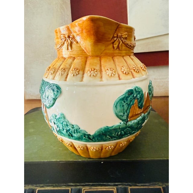 Ceramic Vintage Italian Ceramic Pitcher Made in Italy 6806 Hand Painted Pottery Vase For Sale - Image 7 of 12
