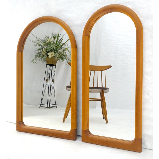 Pair of Teak Dome Shape Solid Teak Danish Mid Century Modern Mirrors MINT For Sale - Image 14 of 15