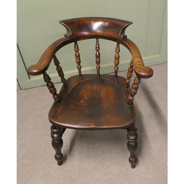 English Oak and Elm Windsor Captain's Chairs, 1880, Set of 6 For Sale - Image 6 of 8