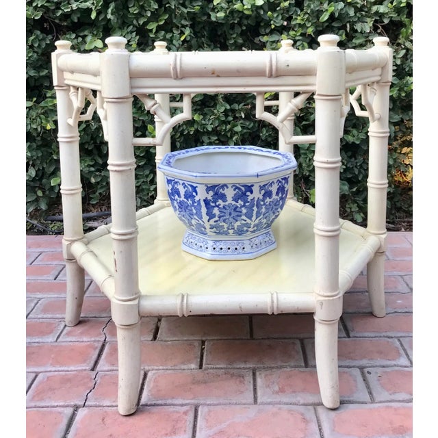 Mid-Century Modern Vintage Faux Bamboo Chinoiserie Side Table, Allegro for Thomasville For Sale - Image 3 of 13