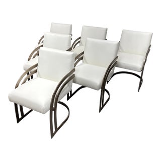 Milo Baughman Style Cantilever Dining Chairs, Set of Six For Sale