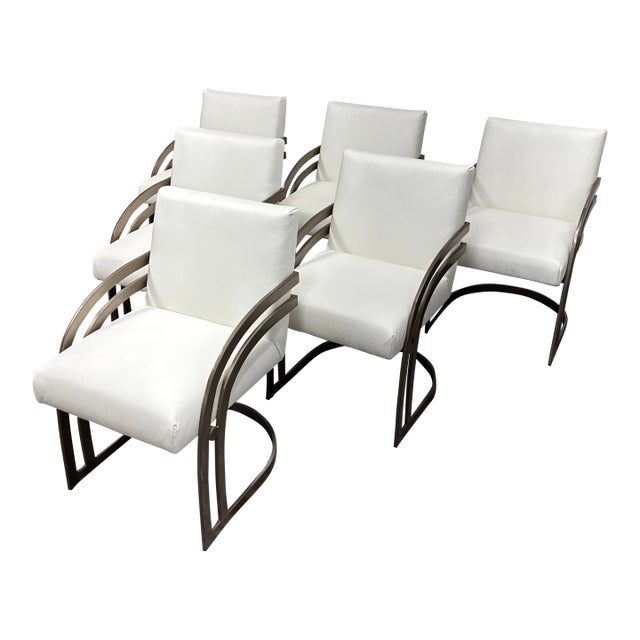 Milo Baughman Style Cantilever Dining Chairs, Set of Six For Sale
