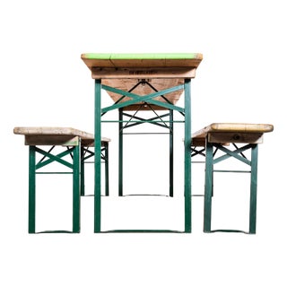 Vintage German Heavy Weight Folding Beer Table Sets For Sale