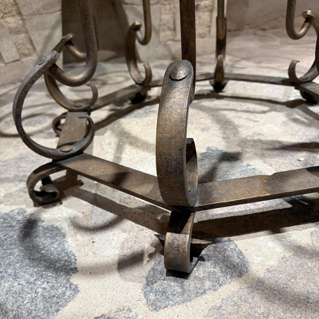 Mid-Century Modern 1960s Sculptural Forged Iron Gilt Patio Table For Sale - Image 3 of 11