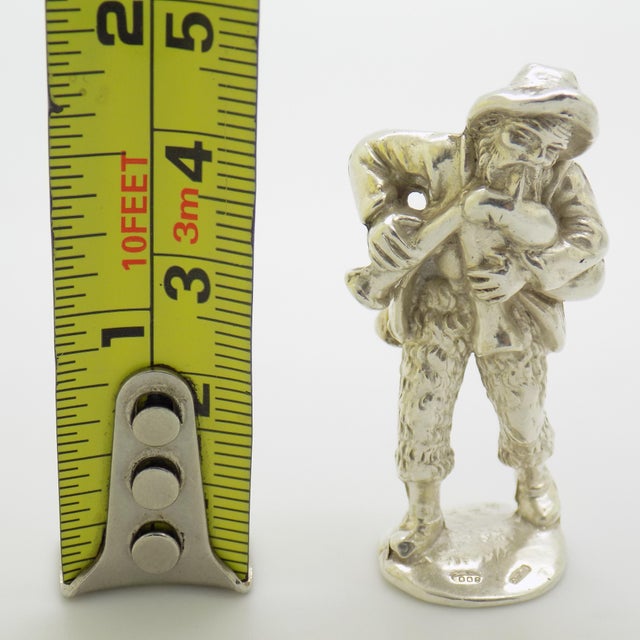 Vintage Italian Handmade Genuine Silver Christmas Bagpipe Player Solid Figurine, Made in Tuscany (Florence, Italy) For Sale - Image 9 of 9