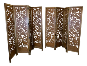 North African Carved Pierced 4-Fold Screens, 1960s, Set of 2