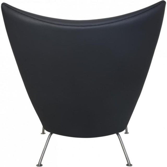 CH445 Wing Chair in Black Bizon Leather by Hans Wegner, 2000s For Sale - Image 6 of 9